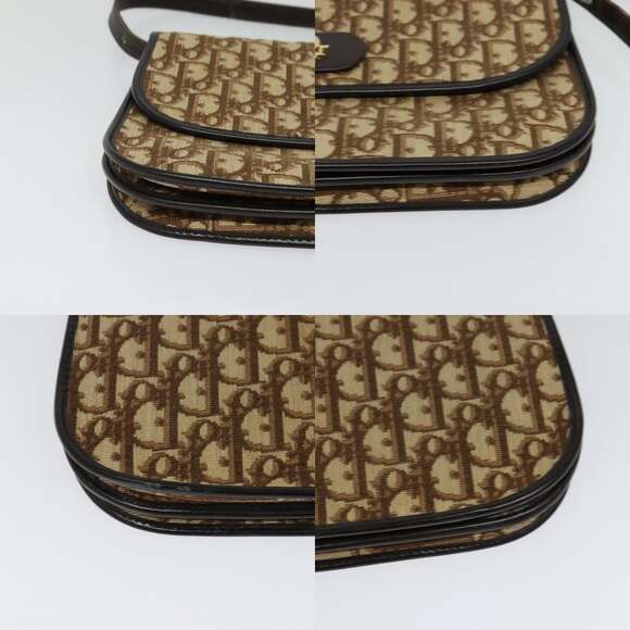 DIOR Trotter Canvas Shoulder Bag Brown Gold - Picture 10 of 12
